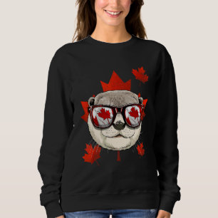 Sudadera Nutria canadiense hoja de arce árbol bandera de Ca