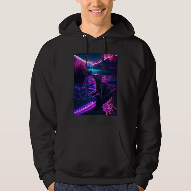 Sudadera Nutria de Mar Guay Synthwave Nutria Errante (Anverso)