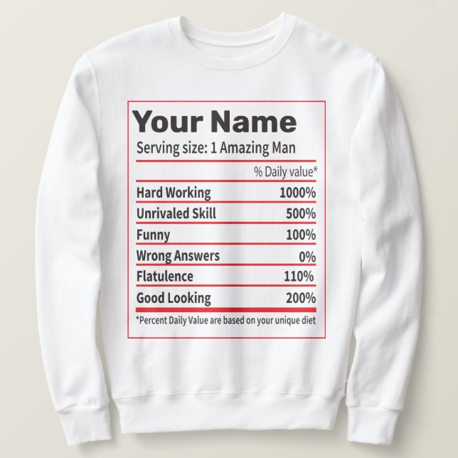 Sudadera Nutrición Nombre personalizado Hombres-Regalo de c (Anverso del diseño)