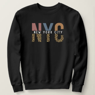 Sudadera NYC New York City Cheetah print Typography