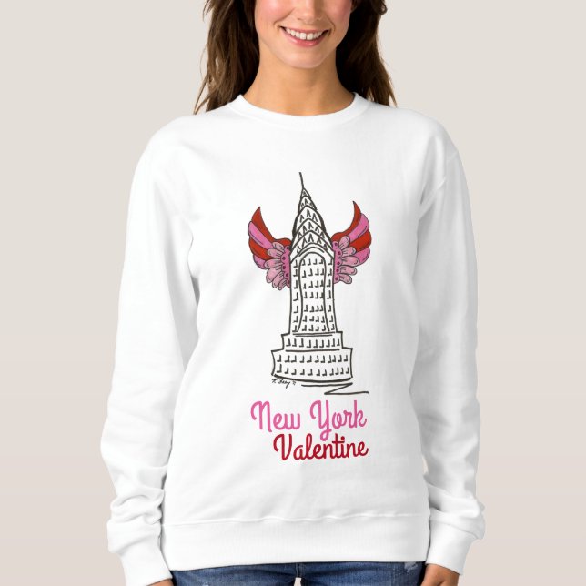 Sudadera NYC New York Valentine Skyscraper Cupid Wings (Anverso)