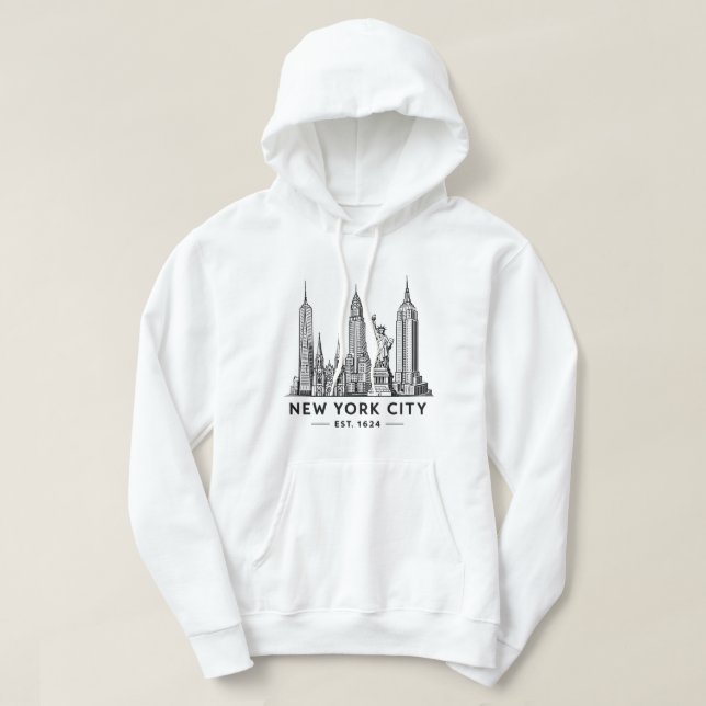 Sudadera NYC Skyline Illustration with Statue of Liberty (Diseño del anverso)