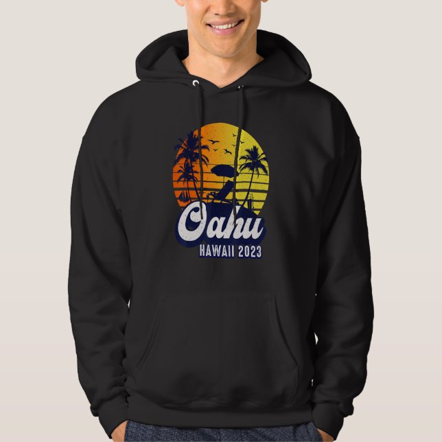 Sudadera Oahu Hawaii 2023 Hawaiian Sunset Beach Retro (Anverso)