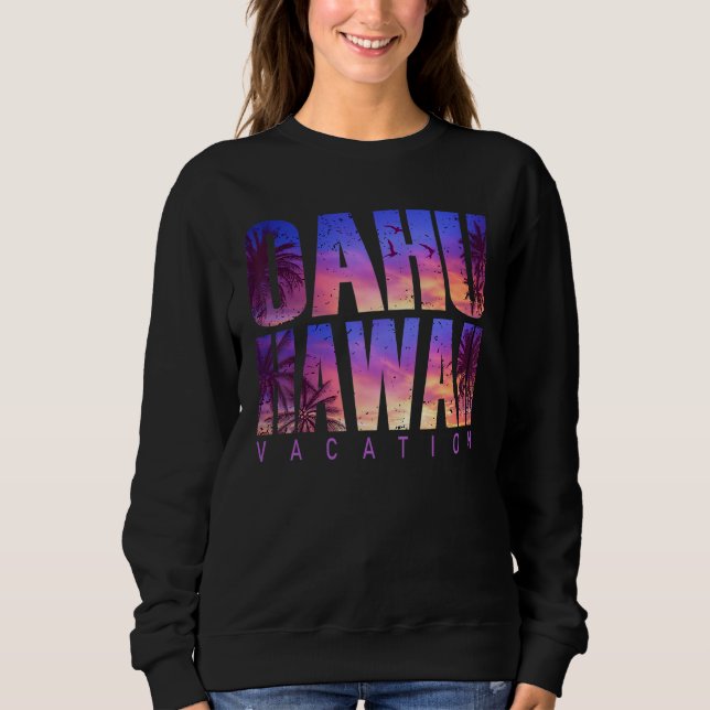 Sudadera Oahu Hawaii Beach Summer Vacation Matching Family  (Anverso)