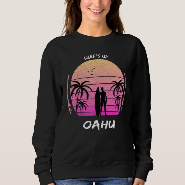 Sudadera Oahu Palm Tree Surf Hawaii Waikiki Souvenir Maui K (Anverso)