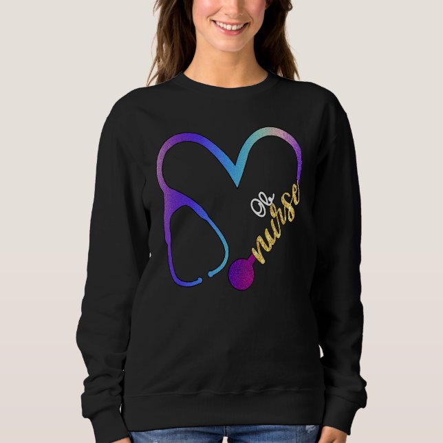 Sudadera Ob Enfermera Watercol Purpurina Amor Corazón Estet (Anverso)