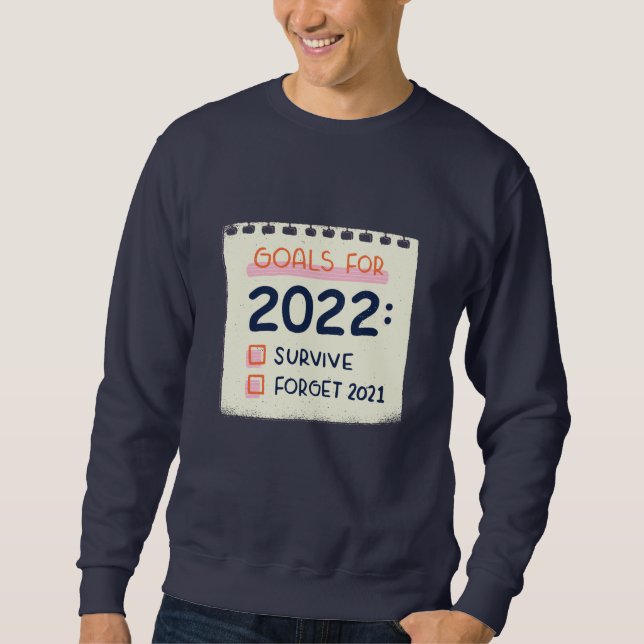 Sudadera Objetivos para 2022: Sobrevivir, olvidar 2021 (Anverso)
