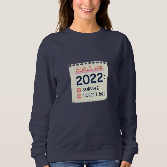 Sudadera Objetivos para 2022: Sobrevivir, olvidar 2021 (Anverso)