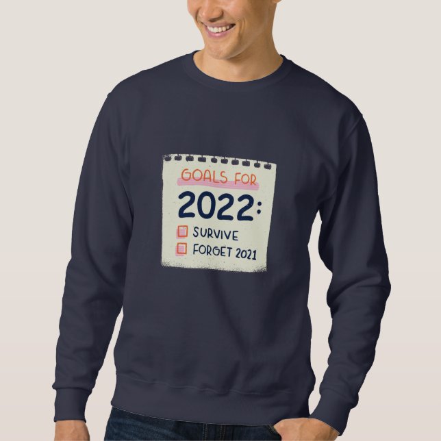 Sudadera Objetivos para 2022: Sobrevivir, olvidar 2021 (Anverso)