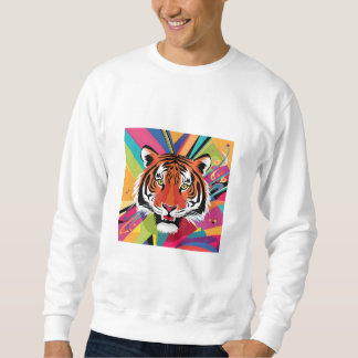 Sudadera obra de arte abstracta Diseño tigre vibrante,