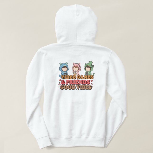 Sudadera Obra de arte de amigos gamers pixel adorables (Reverso del diseño)