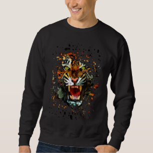 Sudadera Obra de arte del tigre rugiente feroz   Jungla aud