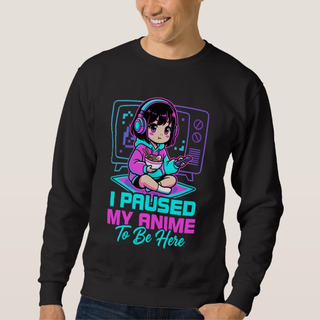 Sudadera Observador de binge de disfraz kawaii Pausé mi ani (Anverso)