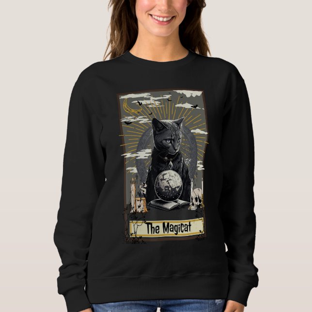 Sudadera Occult Cat Witch Tarot Card Dark Aesthetic Gothic  (Anverso)