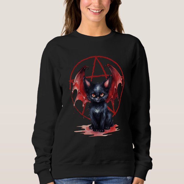 Sudadera Occult Devil Cat Satanic Pentagram Wicca Pentacle  (Anverso)