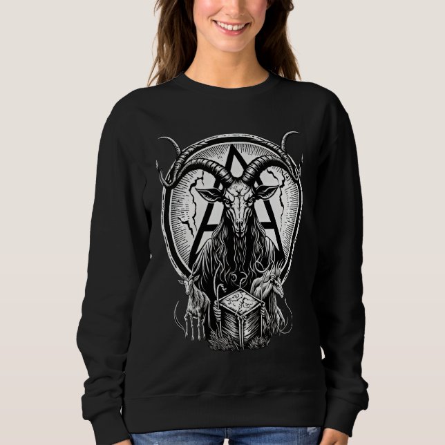 Sudadera Occult Gothic Demon Head  Baphomet With Horns (Anverso)