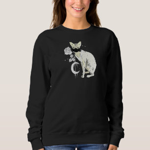 Sudadera Occult Moon Rosa Brujería Sphynx Cat Cyber