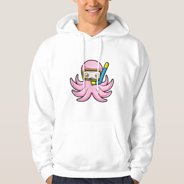 Sudadera Octopus en el submarinismo con tubo y gafas de nat (Anverso)