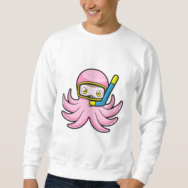 Sudadera Octopus en el submarinismo con tubo y gafas de nat (Anverso)