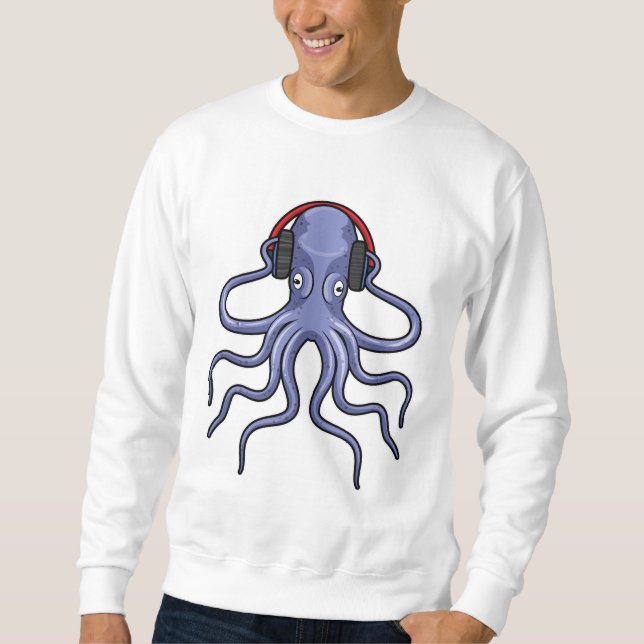 Sudadera Octopus en la música con auriculares (Anverso)