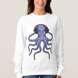 Sudadera Octopus en la música con auriculares