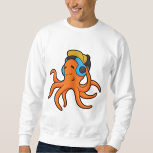 Sudadera Octopus en la música con auriculares