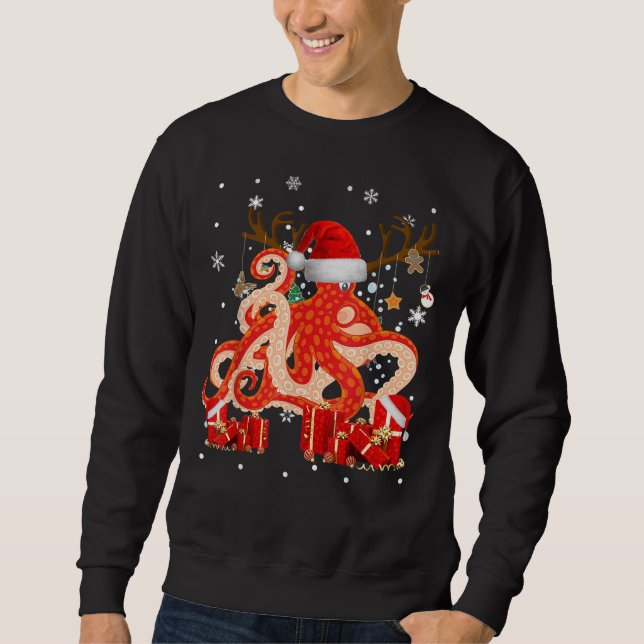 Sudadera Octopus Funny Santa Reindeer Octopus Lov (Anverso)