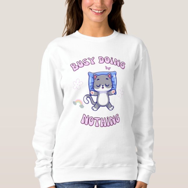 Sudadera Ocupado No Hacer Nada Chibi Cat (Anverso)