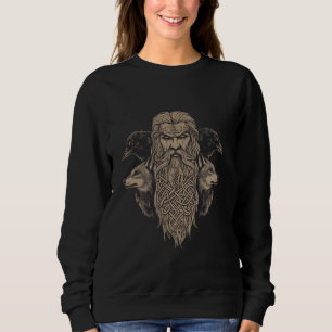 Sudadera Odin Celta Vikingo con Lobo y Cuervo de Odín Valha