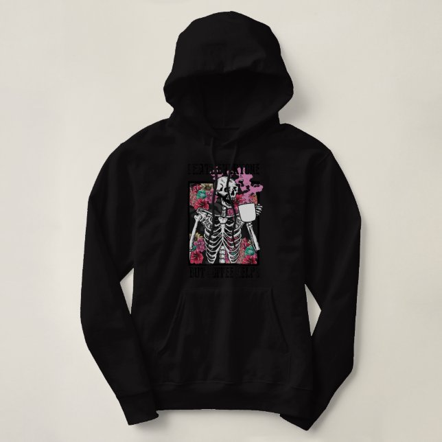 Sudadera Odio A Todos Pero El Café Ayuda A Floral Skeleton  (Diseño del anverso)