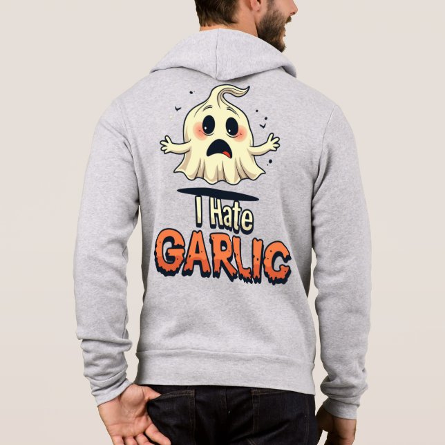Sudadera Odio al fantasma del ajo - Funny Halloween Gárlic  (Reverso)