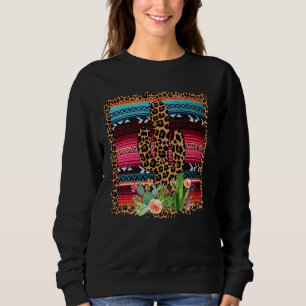 Sudadera Oeste Serape Leopard Cactus Cowgirl Horse Rodeo