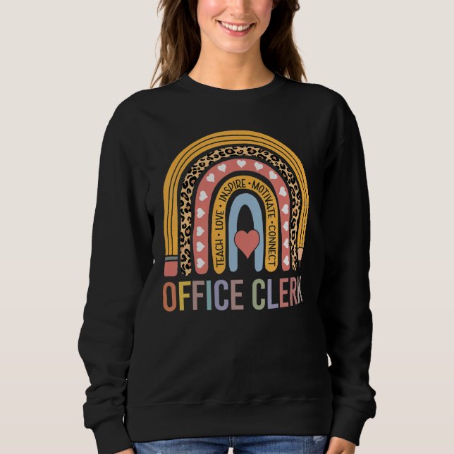 Sudadera Office Clerk 100th Day Of School Secretary Rainbow (Anverso)