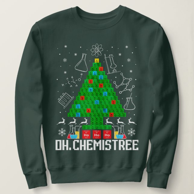 Sudadera Oh Navidades Químicos Periódico de Ciencia Química (Anverso del diseño)
