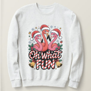 Sudadera Oh qué divertido, diseños de Navidad con flamencos