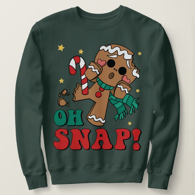 Sudadera Oh Snap Gingerbread Man Retro Feliz Navidad (Anverso del diseño)