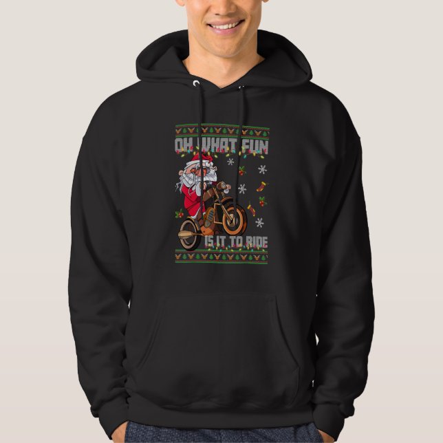 Sudadera Oh What Fun Is It To Ride Santa Riding Motorbike 1 (Anverso)