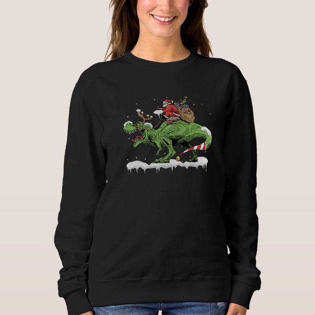 Sudadera Oh What Fun It Is To Rawr Santa Claus Dinosaur Rid (Anverso)