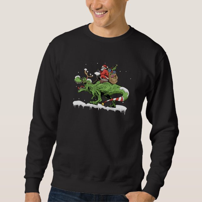 Sudadera Oh What Fun It Is To Rawr Santa Claus Dinosaur Rid (Anverso)