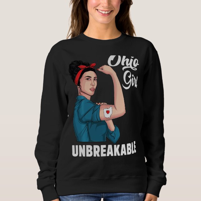 Sudadera Ohio Chica Inquebrantable Ohio Map State Flag Souv (Anverso)