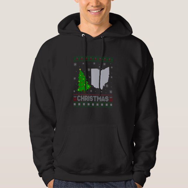 Sudadera Ohio Map Xmas Tree iluminando Navidades feos Sweat (Anverso)