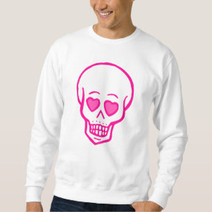 Sudadera ojos de corazón rosados valentinas de cráneo