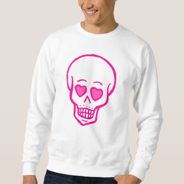 Sudadera ojos de corazón rosados valentinas de cráneo (Anverso)