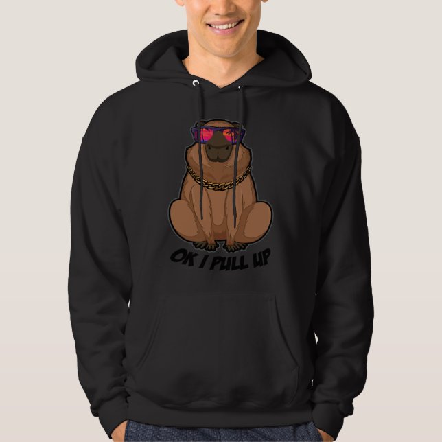Sudadera Ok Llego  Gafas De Sol De Capybara Playa Capibara  (Anverso)