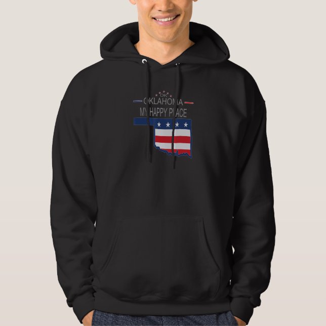 Sudadera OK Oklahoma Mi lugar feliz  Mapa de banderas de es (Anverso)