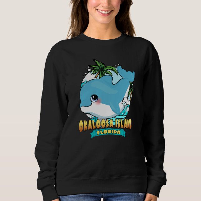 Sudadera OKALOOSA ISLAND FLORIDA Cute Baby Dolphin Beach So (Anverso)
