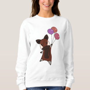 Sudadera Okapi vuela con globos hacia arriba, animales dulc