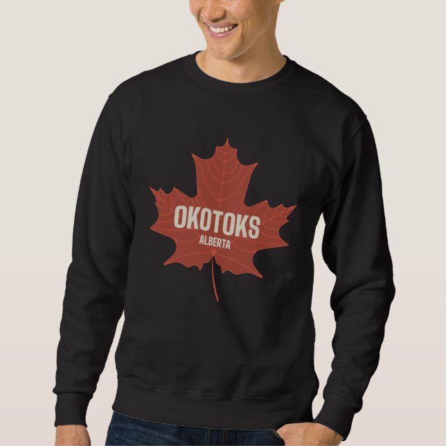 Sudadera Okotoks Alberta Canadá Patrimonio Canadiense Hoja  (Anverso)