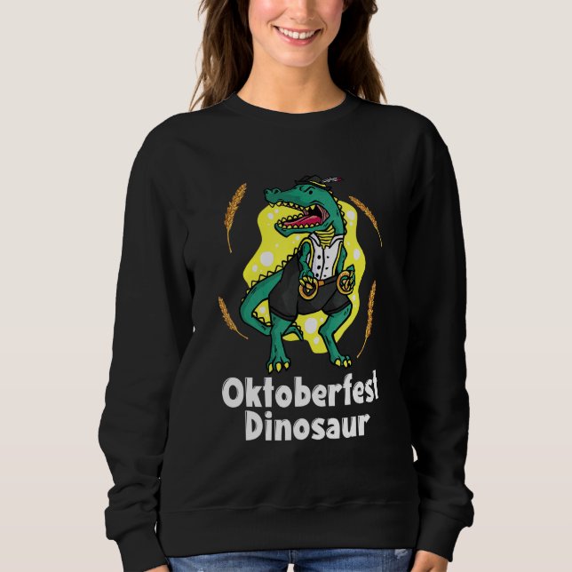 Sudadera Oktoberfest Dinosaur Lederhosen Costuma Bavaria (Anverso)
