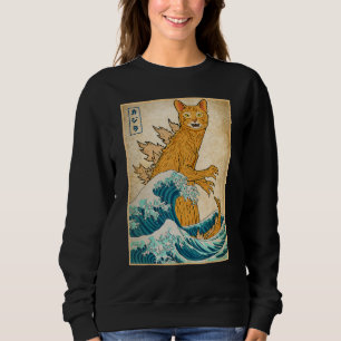 Sudadera Ola de monstruo Catzilla frente a Kanagawa Japón V
